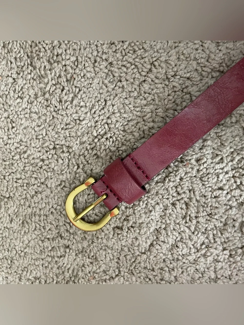 Women's Deep Berry Vegan Leather Belt with‎ Gold-Tone Buckle